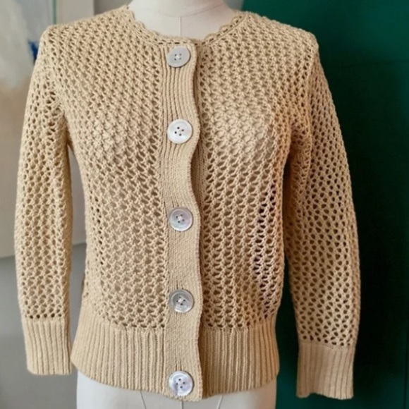 Banana Republic chunky knit cardigan sweater crochet buttons up‎ M y2k vintage - Picture 1 of 9
